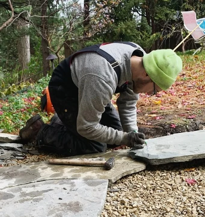 Cody, owner of GO Landscaping, on a project site in Dane County